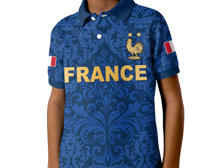 (Custom Text and Number) France Football Polo Shirt Elegant Lily World Cup Les Bleus Le Champion