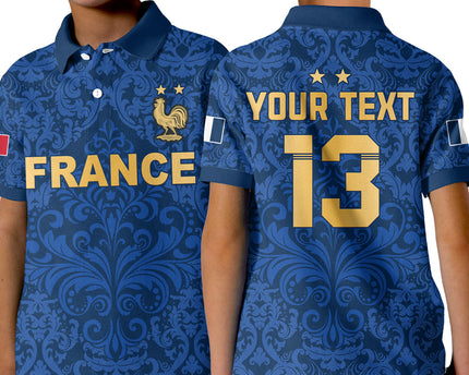 (Custom Text and Number) France Football Polo Shirt Elegant Lily World Cup Les Bleus Le Champion