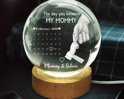 Calendar Our First Mother's Day Father's Day The Day You Became My Mom Dad - Personalized Crystal Globe Lamp