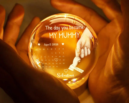 Calendar Our First Mother's Day Father's Day The Day You Became My Mom Dad - Personalized Crystal Globe Lamp