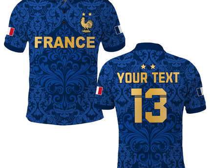 (Custom Text and Number) France Football Polo Shirt Elegant Lily World Cup Les Bleus Le Champion