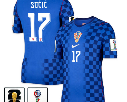 Petar Sucic Croatia National Team 2026 Away Jersey - Blue