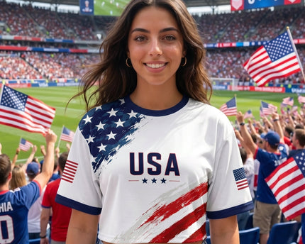 Custom Women's USA 2026 Jersey Crop Tee - Personalized Name And Number Soccer Shirt