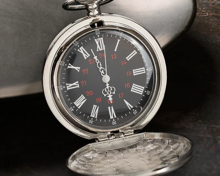 3D Metal Effect Gold Silver Monogram - Personalized Pocket Watch