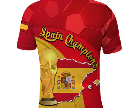Spain Football Champions Polo Shirt Spain Coat Of Arms And Trophy