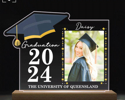 Custom Photo Graduation Celebration - Graduation Gift - Personalized 3D Led Light Wooden Base