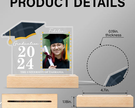 Custom Photo Graduation Celebration - Graduation Gift - Personalized 3D Led Light Wooden Base