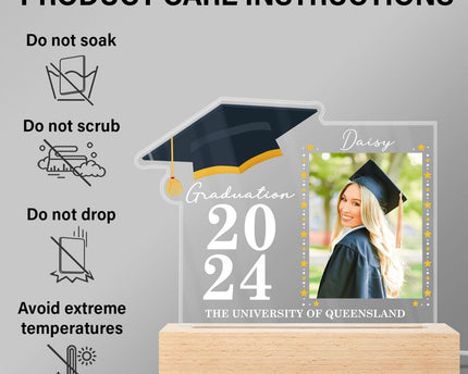 Custom Photo Graduation Celebration - Graduation Gift - Personalized 3D Led Light Wooden Base