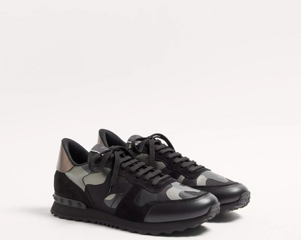 Men's Valentino Camo Rock Runners Black Sneakers