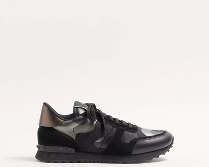 Men's Valentino Camo Rock Runners Black Sneakers