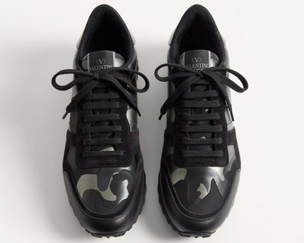 Men's Valentino Camo Rock Runners Black Sneakers