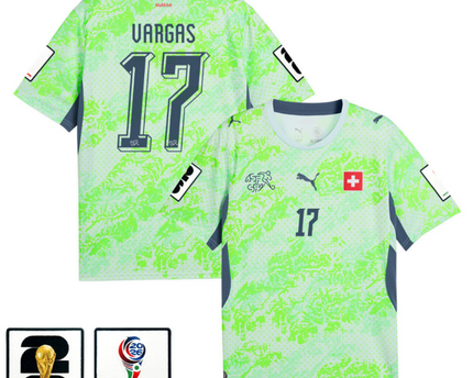 Ruben Vargas Switzerland National Team 2026 x World Cup Patch Away Jersey - Green