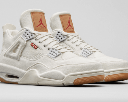 Men's Leviâ€™s x Air Jordan 4 Retro Tripple White Shoes