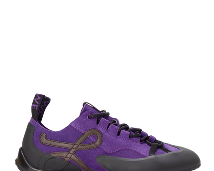Men's Grip Sneaker In Calfskin Suede Purple Brown Sneakers