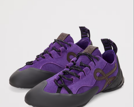 Men's Grip Sneaker In Calfskin Suede Purple Brown Sneakers
