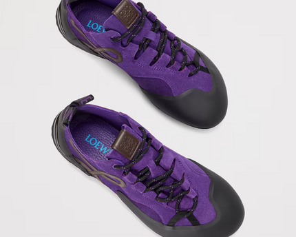 Men's Grip Sneaker In Calfskin Suede Purple Brown Sneakers