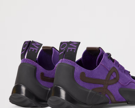 Men's Grip Sneaker In Calfskin Suede Purple Brown Sneakers