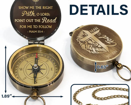 Show Me The Right Path - Personalized Engraved Brass Compass