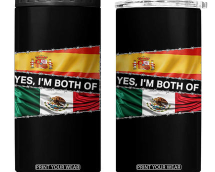 Spain Mexico Heritage Pride 4 in 1 Can Cooler Tumbler Yes I'm Both Identity Roots for Hispanics Latinos