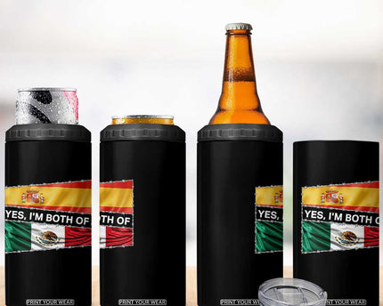 Spain Mexico Heritage Pride 4 in 1 Can Cooler Tumbler Yes I'm Both Identity Roots for Hispanics Latinos