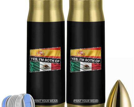 Spain Mexico Heritage Pride Bullet Tumbler Yes I'm Both Identity Roots for Hispanics Latinos