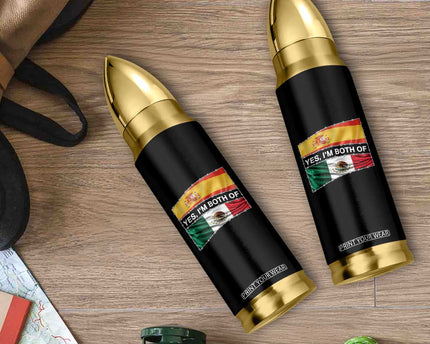 Spain Mexico Heritage Pride Bullet Tumbler Yes I'm Both Identity Roots for Hispanics Latinos