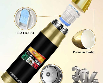 Spain Mexico Heritage Pride Bullet Tumbler Yes I'm Both Identity Roots for Hispanics Latinos