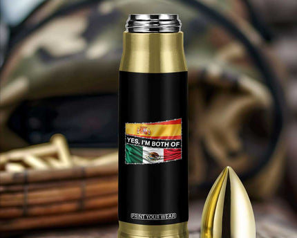 Spain Mexico Heritage Pride Bullet Tumbler Yes I'm Both Identity Roots for Hispanics Latinos