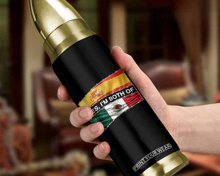 Spain Mexico Heritage Pride Bullet Tumbler Yes I'm Both Identity Roots for Hispanics Latinos