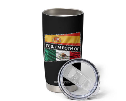 Spain Mexico Heritage Pride Tumbler Cup Yes I'm Both Identity Roots for Hispanics Latinos