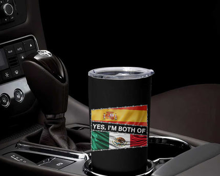 Spain Mexico Heritage Pride Tumbler Cup Yes I'm Both Identity Roots for Hispanics Latinos