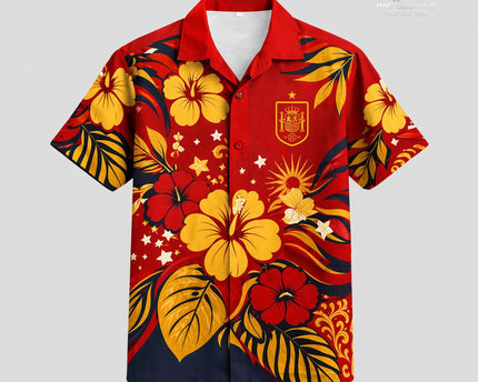 Spain World Cup 2026 Floral Hawaiian Shirt