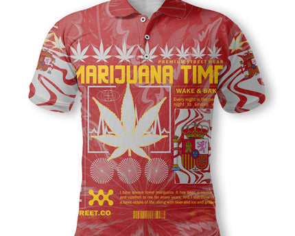 Spain Polo Shirt Flag & Coat Of Arms Ver02 Fire The Leaf Style