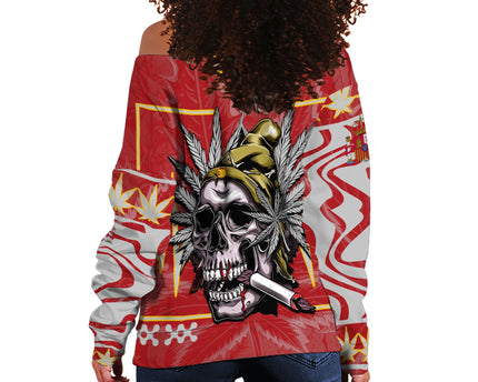 Spain Women Off Shoulder Sweatshirt Flag & Coat Of Arms Ver02 Fire The Leaf Style