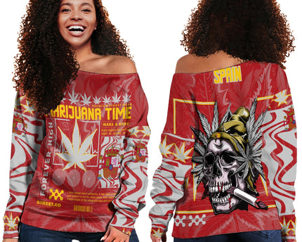 Spain Women Off Shoulder Sweatshirt Flag & Coat Of Arms Ver02 Fire The Leaf Style