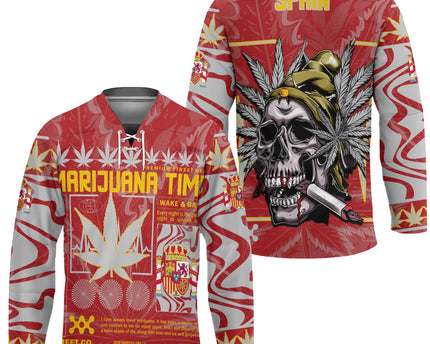 Spain Hockey Jersey Flag & Coat Of Arms Marijuanas Style