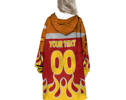 Spain Snug Hoodie Flag & Coat Of Arms Fire Hockey Style