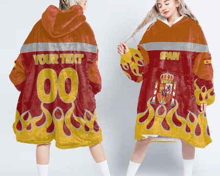Spain Snug Hoodie Flag & Coat Of Arms Fire Hockey Style