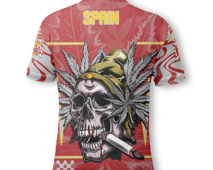 Spain Polo Shirt Flag & Coat Of Arms Marijuanas Style
