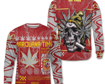 Spain Sweatshirt Flag & Coat Of Arms Marijuanas Style