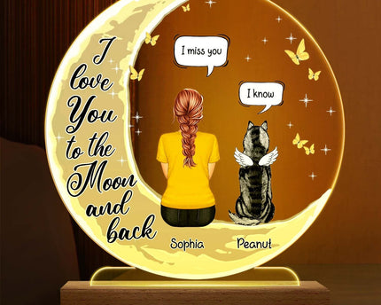I Miss You Memorial Pet - Personalized Custom 3D Led Light Wooden Base