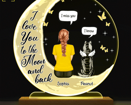 I Miss You Memorial Pet - Personalized Custom 3D Led Light Wooden Base