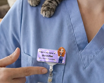 Daisy Pattern Nurse Hello My Name Is - Personalized Badge Reel