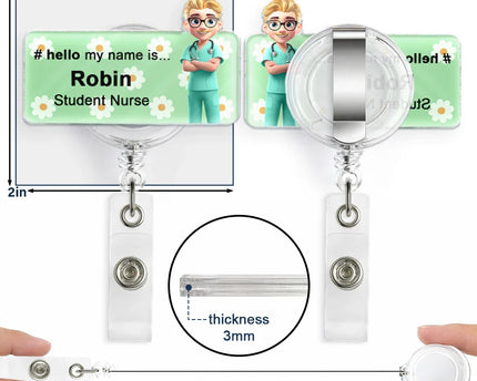 Daisy Pattern Nurse Hello My Name Is - Personalized Badge Reel