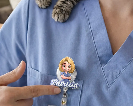 3D Effect Nurse Name - Personalized Badge Reel