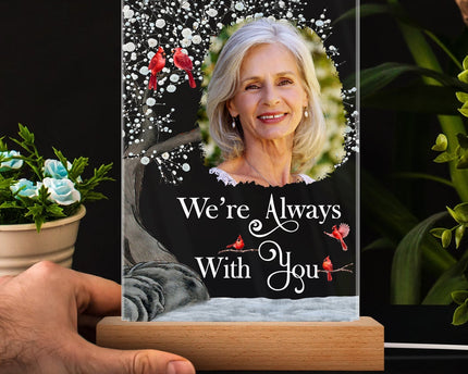 Custom Photo I'm Always With You - Memorial Gift For Family, Friends - Personalized 3D Led Light Wooden Base