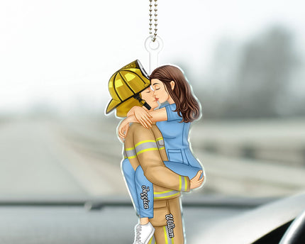 Couple Kissing Occupation - Gift For Couples, Nurse - Personalized Acrylic Car Hanger