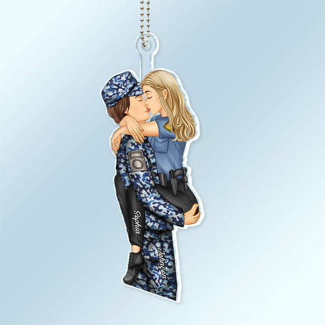 Couple Kissing Occupation - Gift For Couples, Nurse - Personalized Acrylic Car Hanger