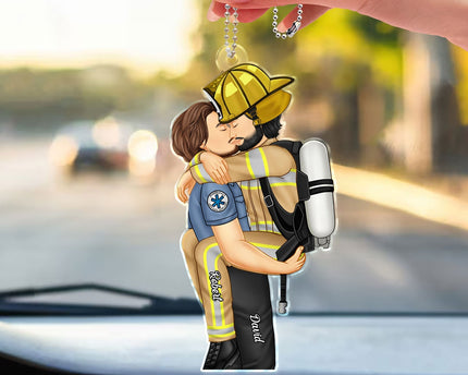 Couple Kissing Occupation - Gift For Couples, Nurse - Personalized Acrylic Car Hanger