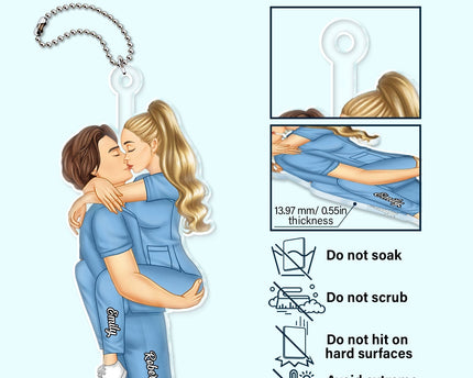 Couple Kissing Occupation - Gift For Couples, Nurse - Personalized Acrylic Car Hanger